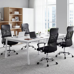 Mesh Office Chair with Reclining Backrest and Armrests and Height Adjustable Swivel-Black