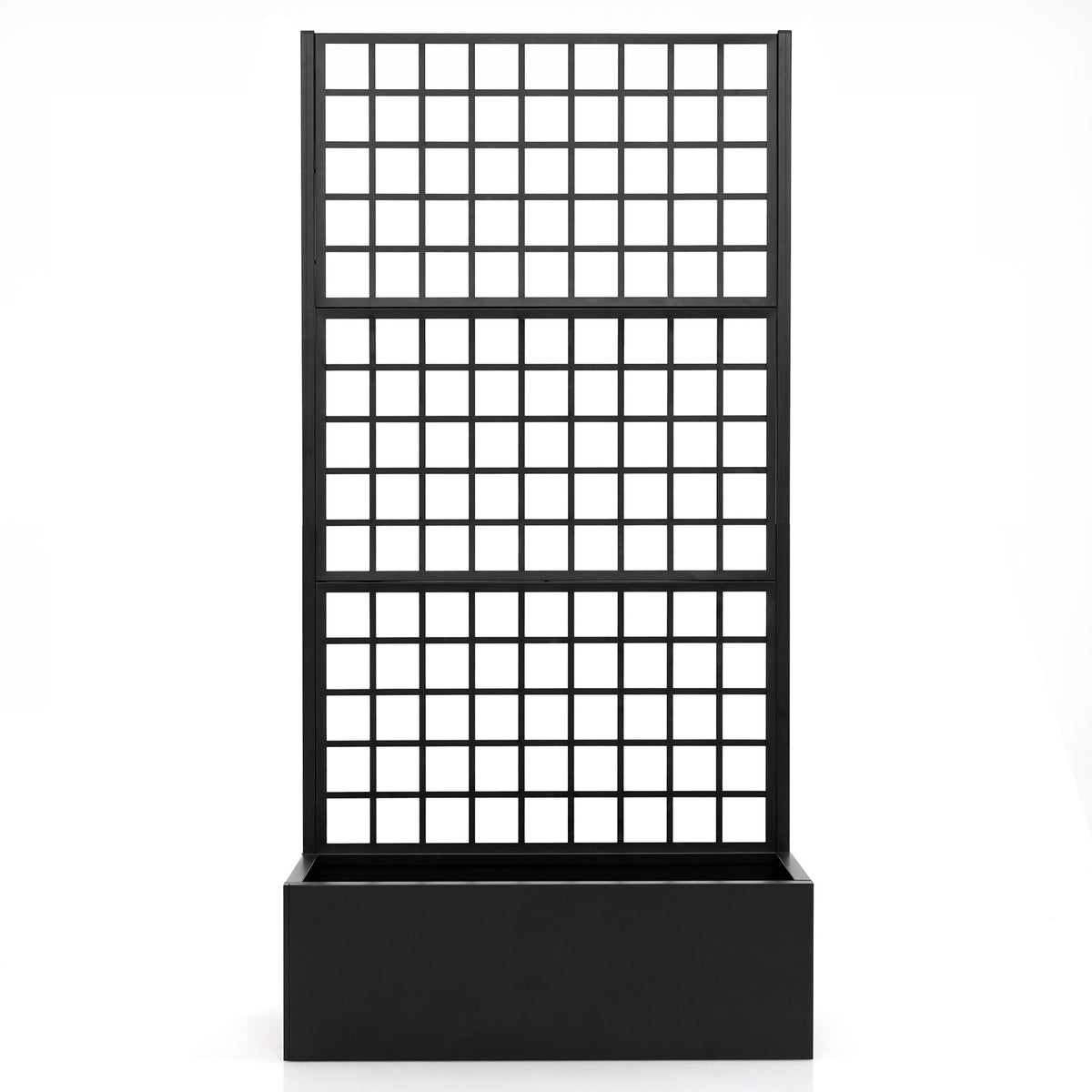 Metal Raised Garden Bed with Trellis and Drainage Holes-Black