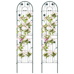 2 Pack 220 cm x 50 cm Metal Garden Trellis for Climbing Plants-Green