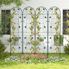2 Pack 220 cm x 50 cm Metal Garden Trellis for Climbing Plants-Green