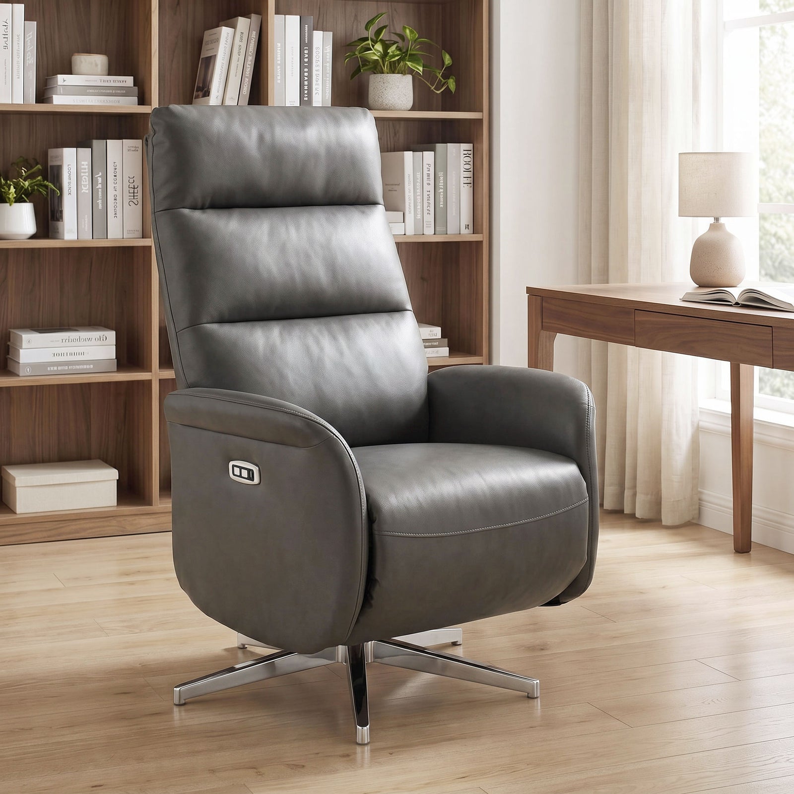 HOMCOM Power Recliner Chair, Swivel Electric Reclining Chair with Type C+USB, Recliner Armchair with Footrest, Dark Grey