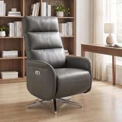 HOMCOM Power Recliner Chair, Swivel Electric Reclining Chair with Type C+USB, Recliner Armchair with Footrest, Dark Grey