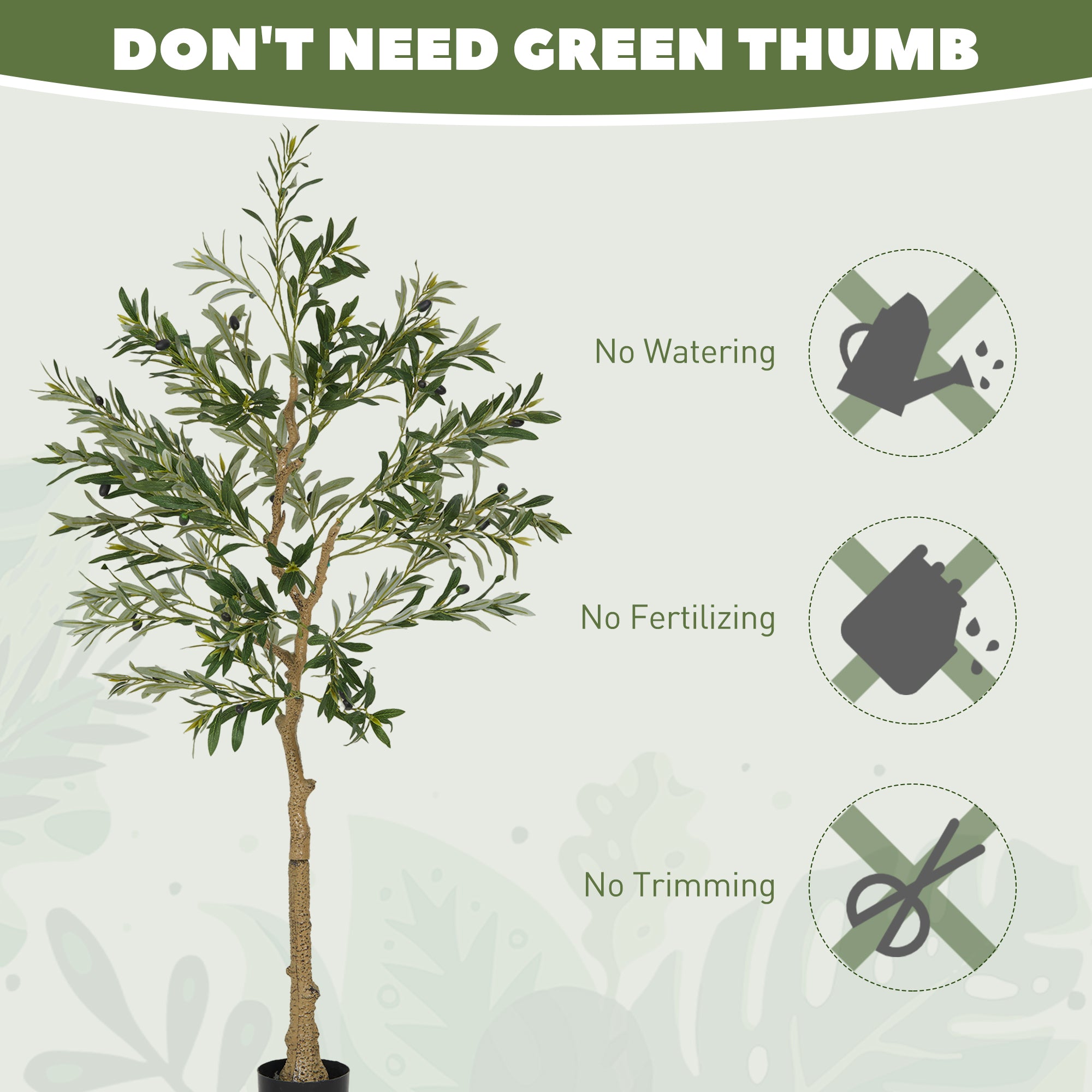 HOMCOM 5ft/ 150cm Decorative Artificial Plant, Silk Olive Tree with 720 Leaves and 32 Olive Fruits in Pot, Fake Plant for Home, Office, Living Room, Indoor Decor