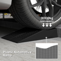 HOMCOM 2PCS Car Ramps, 3 Ton Low Entrance Plastic Curb Ramps with Anti-Slip Surface, Car Lift for Garage Workshop Cars SUVs Small Vans