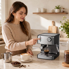 HOMCOM Espresso Machine, 20-Bar Semi Automatic Cappuccino Coffee Maker with Frother Wand, 1.6 L Water Tank, Black