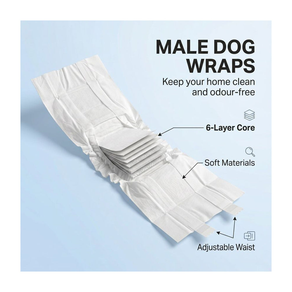 PawHut Dog Diapers Super Absorbent Leak-Proof Dog Nappies for Male Dogs Size L 62-80 cm Waist