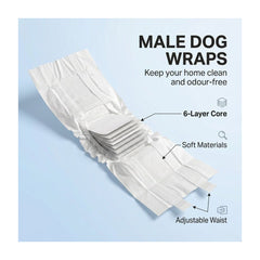 PawHut Dog Diapers Super Absorbent Leak-Proof Dog Nappies for Male Dogs Size L 62-80 cm Waist