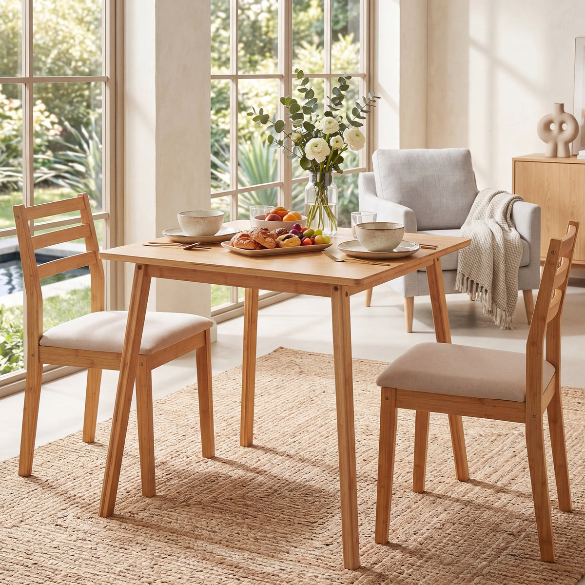 Mid Century Modern Kitchen Table for Dining Room Living Room or Apartment-Natural