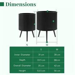Mid-Century Modern Plant Pot with Built-in Drainage Holes and Stand-M