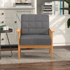Mid-century Modern Accent Chair with Breathable Linen Cloth-Grey