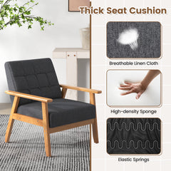 Mid-century Modern Accent Chair with Breathable Linen Cloth-Grey