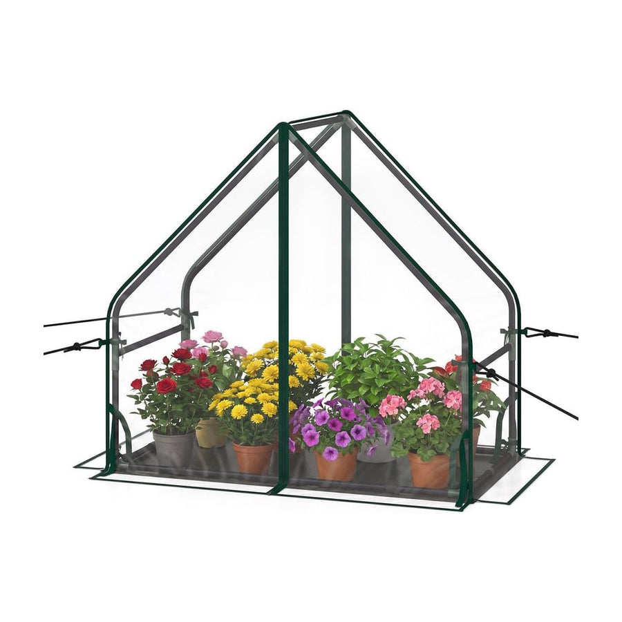 Mini Green House Metal Frame with Waterproof Bottom Mat and Wind Ropes-S