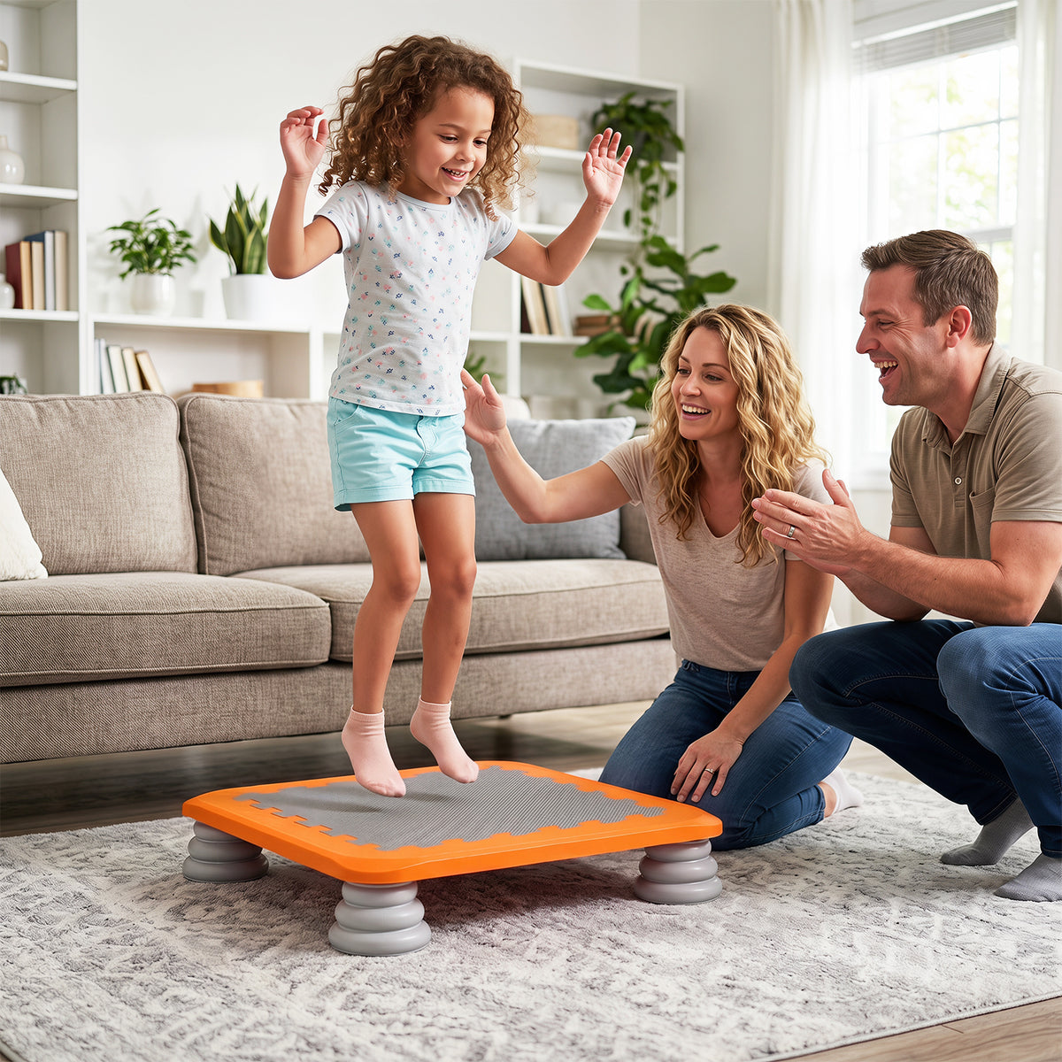 Mini Trampoline for Kids with Removable and Non-Slip Foot Pads-Orange