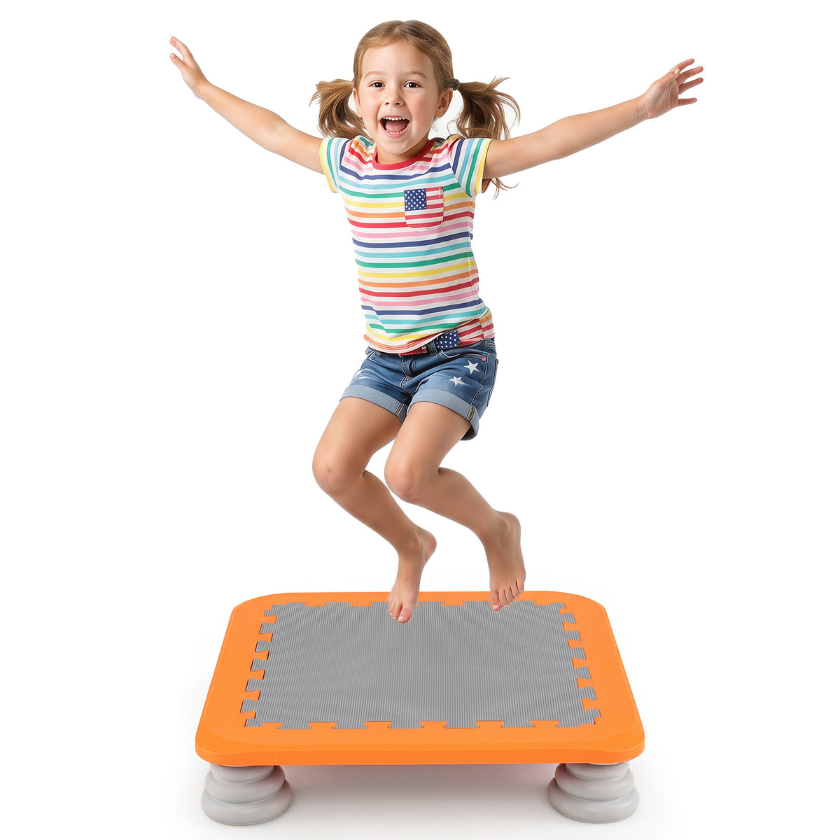 Mini Trampoline for Kids with Removable and Non-Slip Foot Pads-Orange