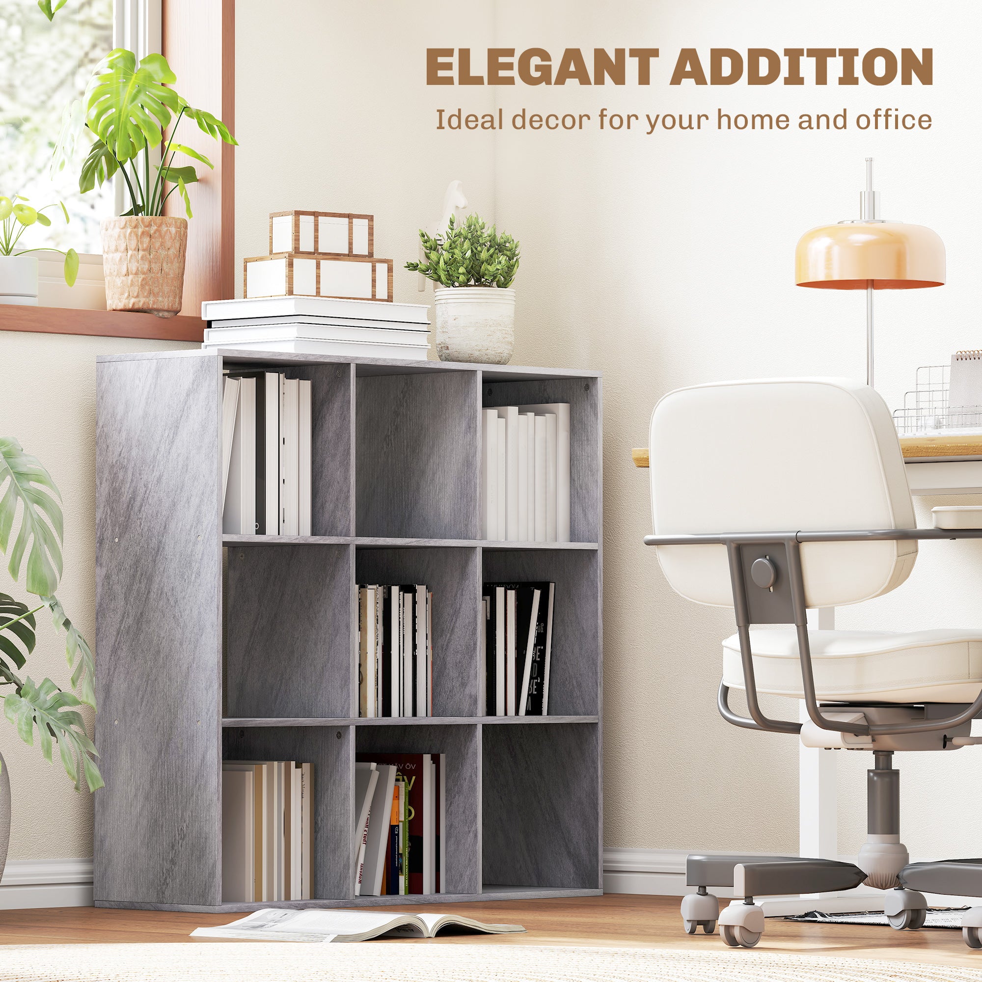 HOMCOM Nine-Cube Storage Shelf - Marble Grey