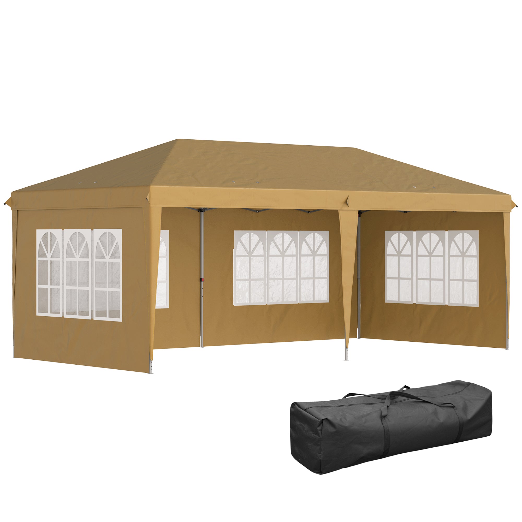 Outsunny 3 x 6m Pop-Up Gazebo, with Removable Walls - Khaki