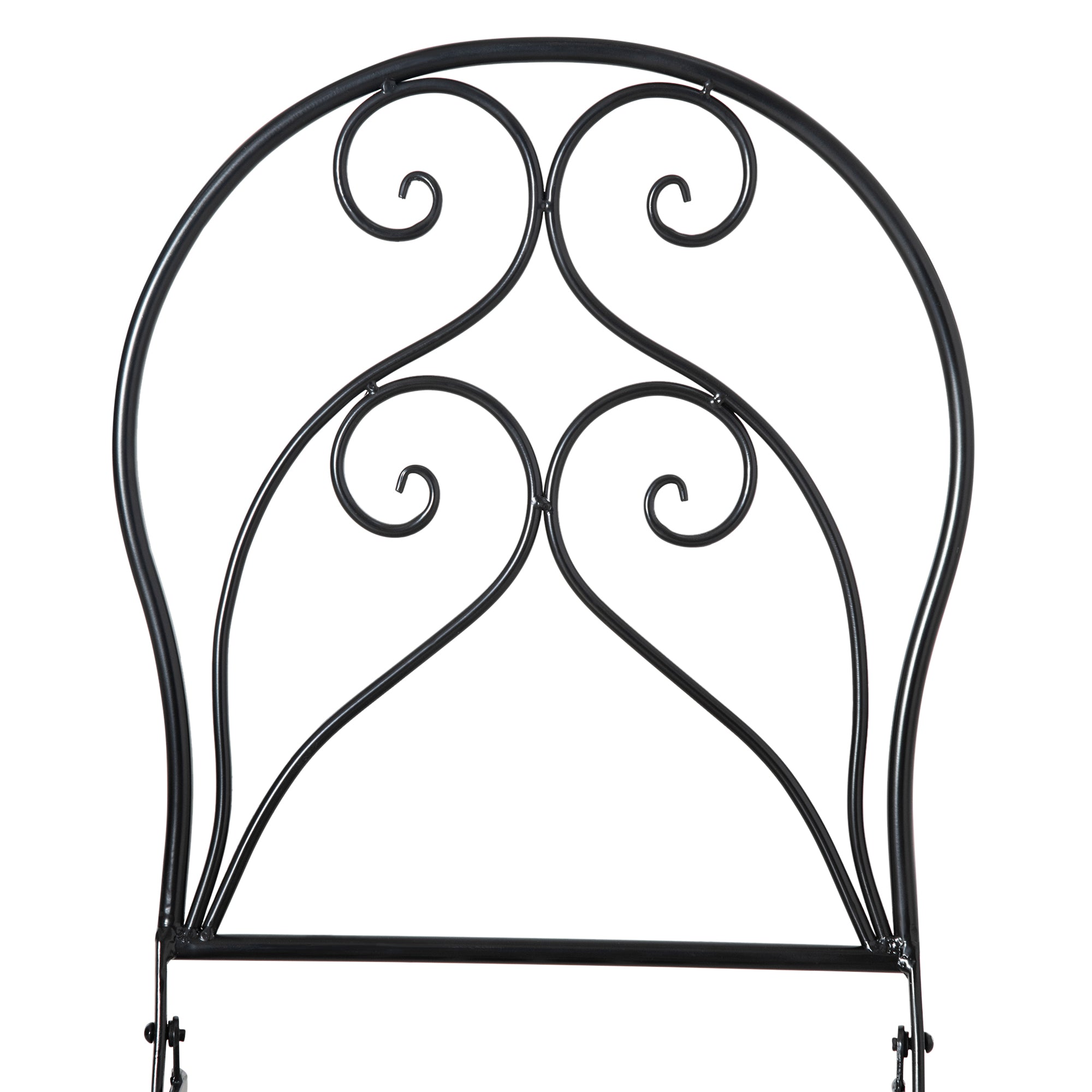 Outsunny 3 Pieces Garden Bistro Set with Coffee Table and 2 Folding Single Chairs, Mosaic Garden Table Top and Seats, Metal Frame, for Patio Balcony, Black