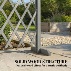 Outsunny 2 Pack Expanding Fence Panels, Wooden Freestanding Garden Fence with Stable Feet, 180 x 30 x 103cm, Dark Grey