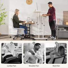Height Adjustable Workstation with Wheels for Standing or Sitting-Natural