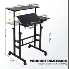 Height Adjustable Workstation with Wheels for Standing or Sitting-Black