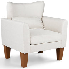 Modern Accent Chair with Removable Cushion and Pillow for Living Room-Beige