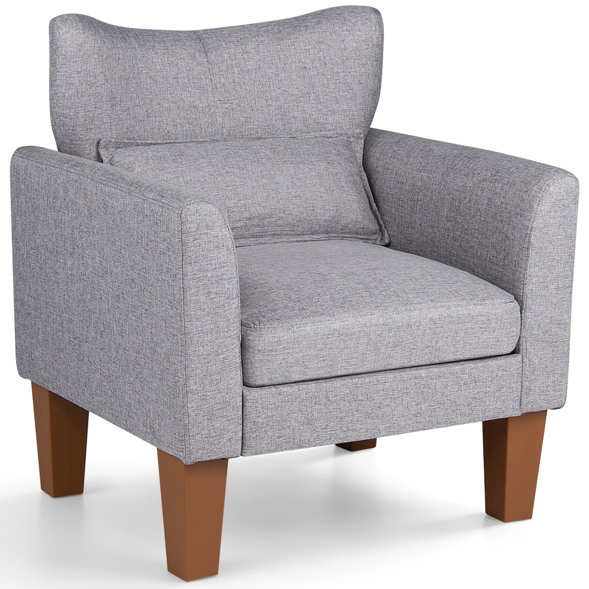 Modern Accent Chair with Removable Cushion and Pillow for Living Room-Grey