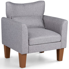 Modern Accent Chair with Removable Cushion and Pillow for Living Room-Grey