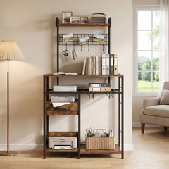 Modern Corner Bar Wine Cabine with Glass Holders and Removable Drawer-Rustic Brown