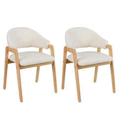 Modern Dining Chair Set of 2 with Padded Seat and Ergonomic Curved Backrest-White