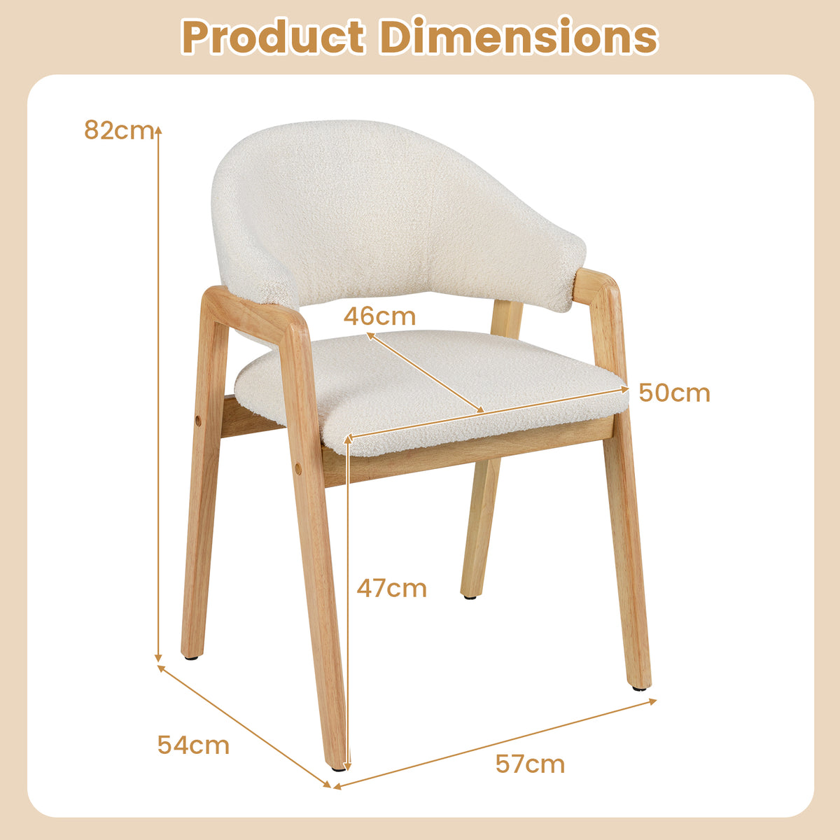 Modern Dining Chair Set of 2 with Padded Seat and Ergonomic Curved Backrest-White