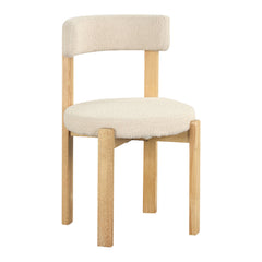 Modern Dining Chairs with Curved Backrest and Teddy Fleece Seat for Kitchen-Natural