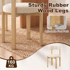 Modern Dining Chairs with Curved Backrest and Teddy Fleece Seat for Kitchen-Natural