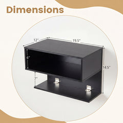 Modern Floating Nightstand with Storage Shelves for Living Room and Bed Room-Black