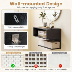Modern Floating Nightstand with Storage Shelves for Living Room and Bed Room-Black