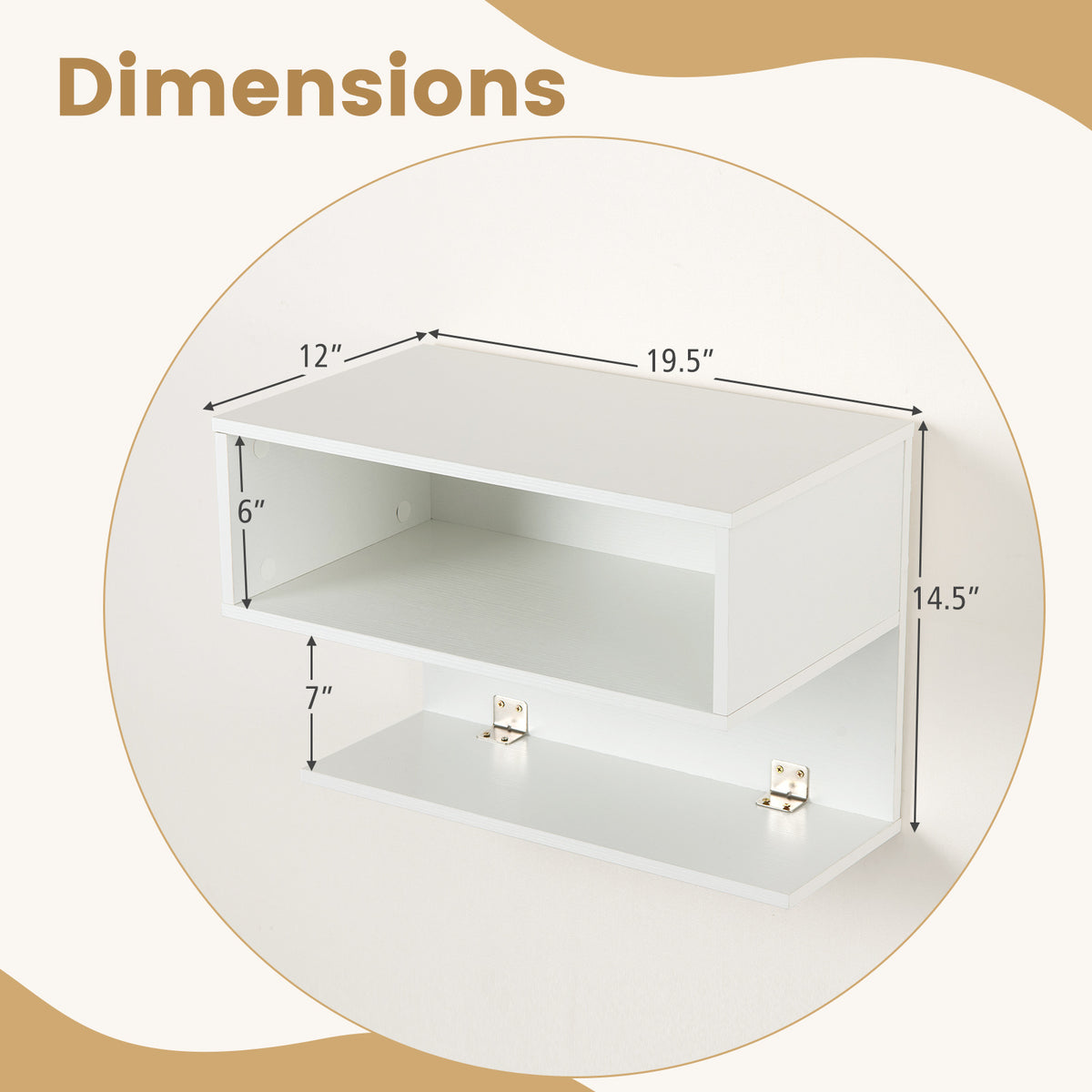 Modern Floating Nightstand with Storage Shelves for Living Room and Bed Room-White