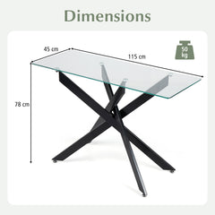 Modern Glass Console Table with Tempered Glass Top and Tubular Legs-Black