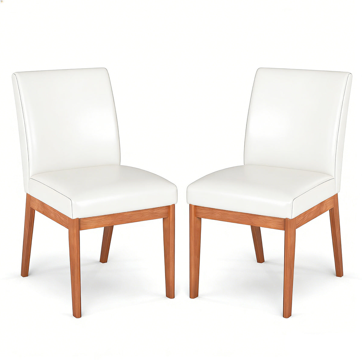 Modern Kitchen Chair Set of 2 with Rubber Wood Legs and Padded Seat-Beige
