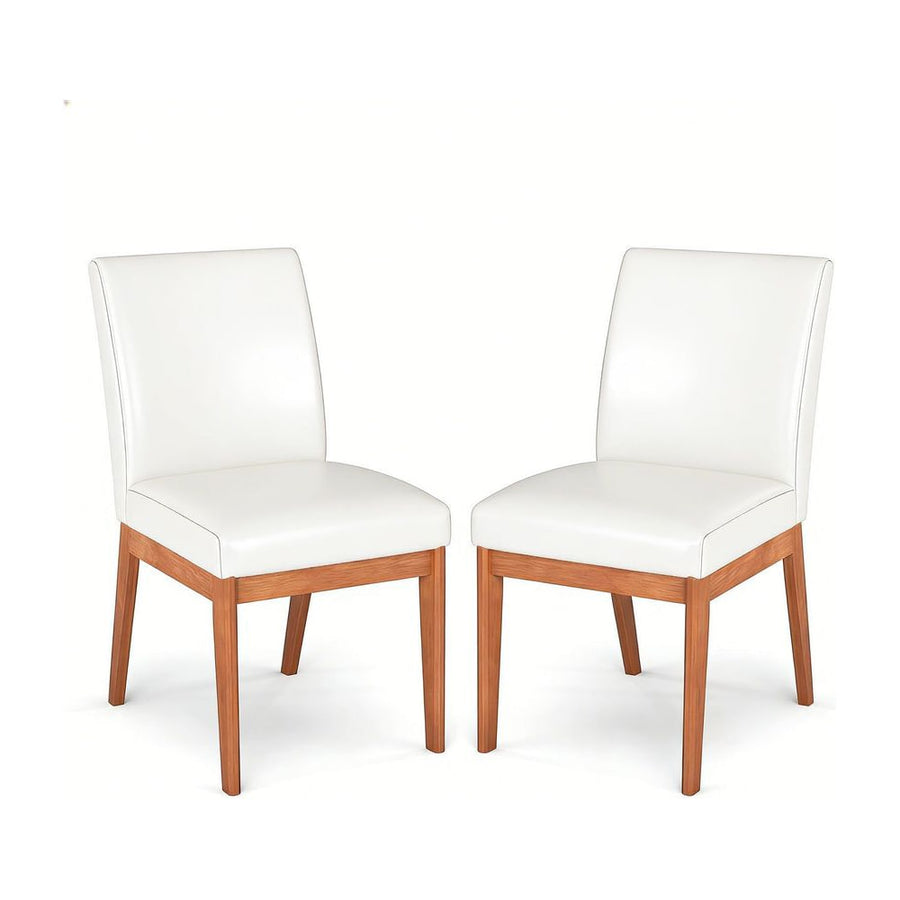 Modern Kitchen Chair Set of 2 with Rubber Wood Legs and Padded Seat-Beige