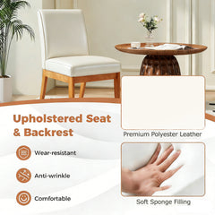 Modern Kitchen Chair Set of 2 with Rubber Wood Legs and Padded Seat-Beige