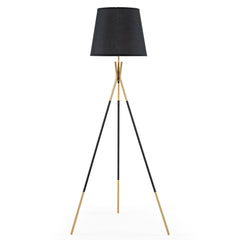 Modern Metal Tripod Floor Lamp with Fabric Shade157 cm Tall Standing Lamp-Black