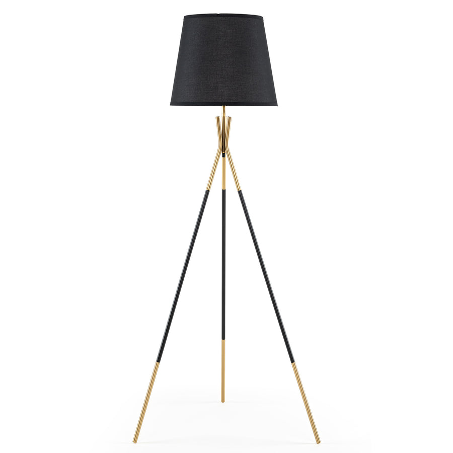 Modern Metal Tripod Floor Lamp with Fabric Shade157 cm Tall Standing Lamp-Black