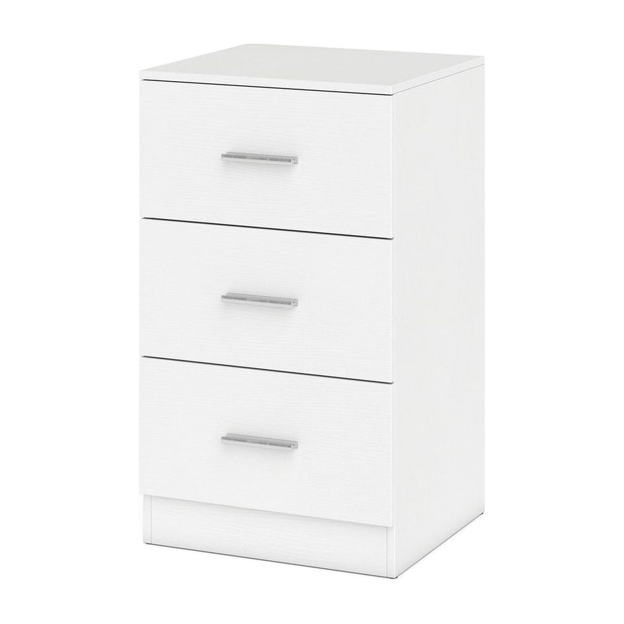 Modern Nightstand End Table with 3 Storage Drawers 2 Anti-tip Kits-White