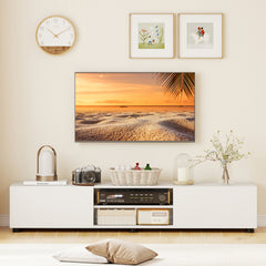 Modern TV Stand for up to 70" TVs with 2 Doors and Open Shelves-White