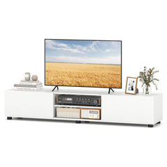 Modern TV Stand for up to 70" TVs with 2 Doors and Open Shelves-White