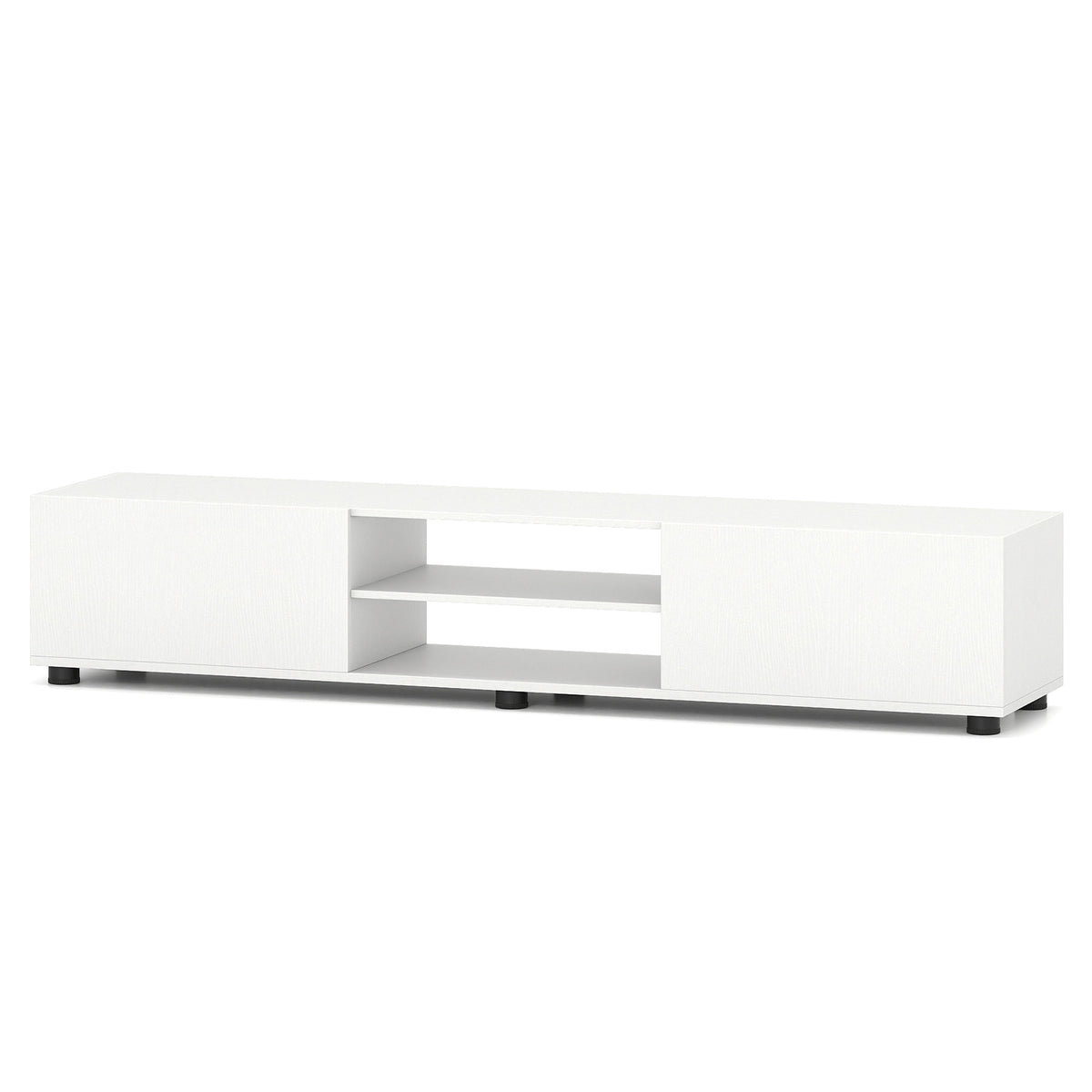 Modern TV Stand for up to 70" TVs with 2 Doors and Open Shelves-White