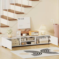 Modern TV Stand for up to 70" TVs with 2 Doors and Open Shelves-White