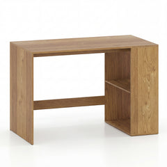 Modern Wooden Office Desk with Storage and 2 Open Shelves-Natural
