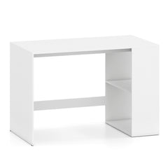 Modern Wooden Office Desk with Storage and 2 Open Shelves-Off White