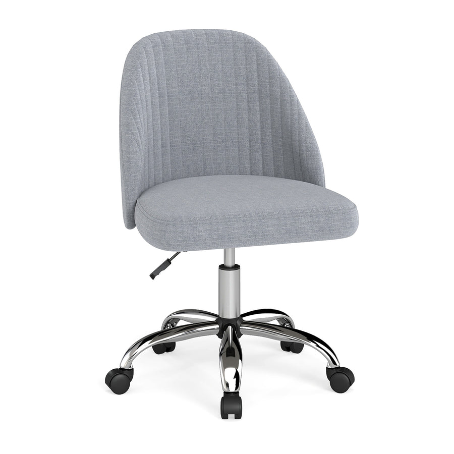 Modern Armless Office Chair with Curved Backrest and Upholstered Seat-Grey