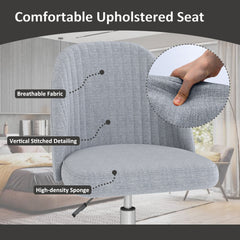 Modern Armless Office Chair with Curved Backrest and Upholstered Seat-Grey